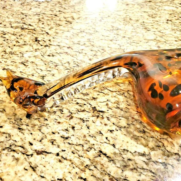 L@@K Vintage Murano Style Art Glass Giraffe 10 Inch Sculpture Amber And Black - Picture 8 of 8